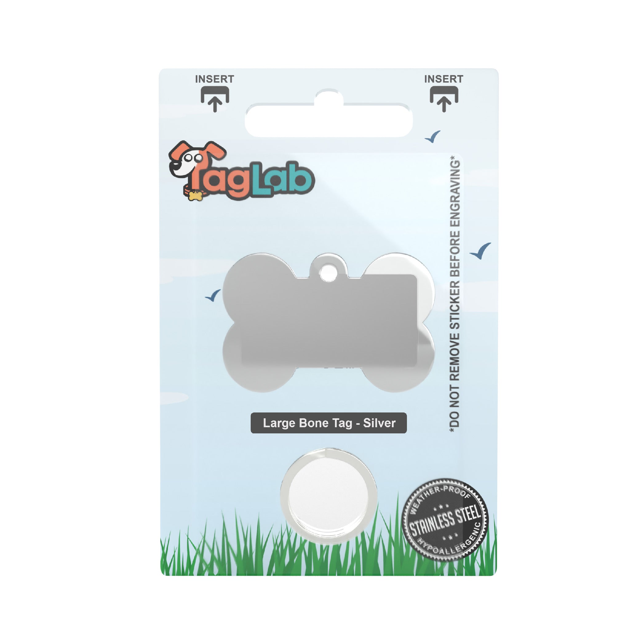 Large Bone - Silver (10pcs) BN38-SIL